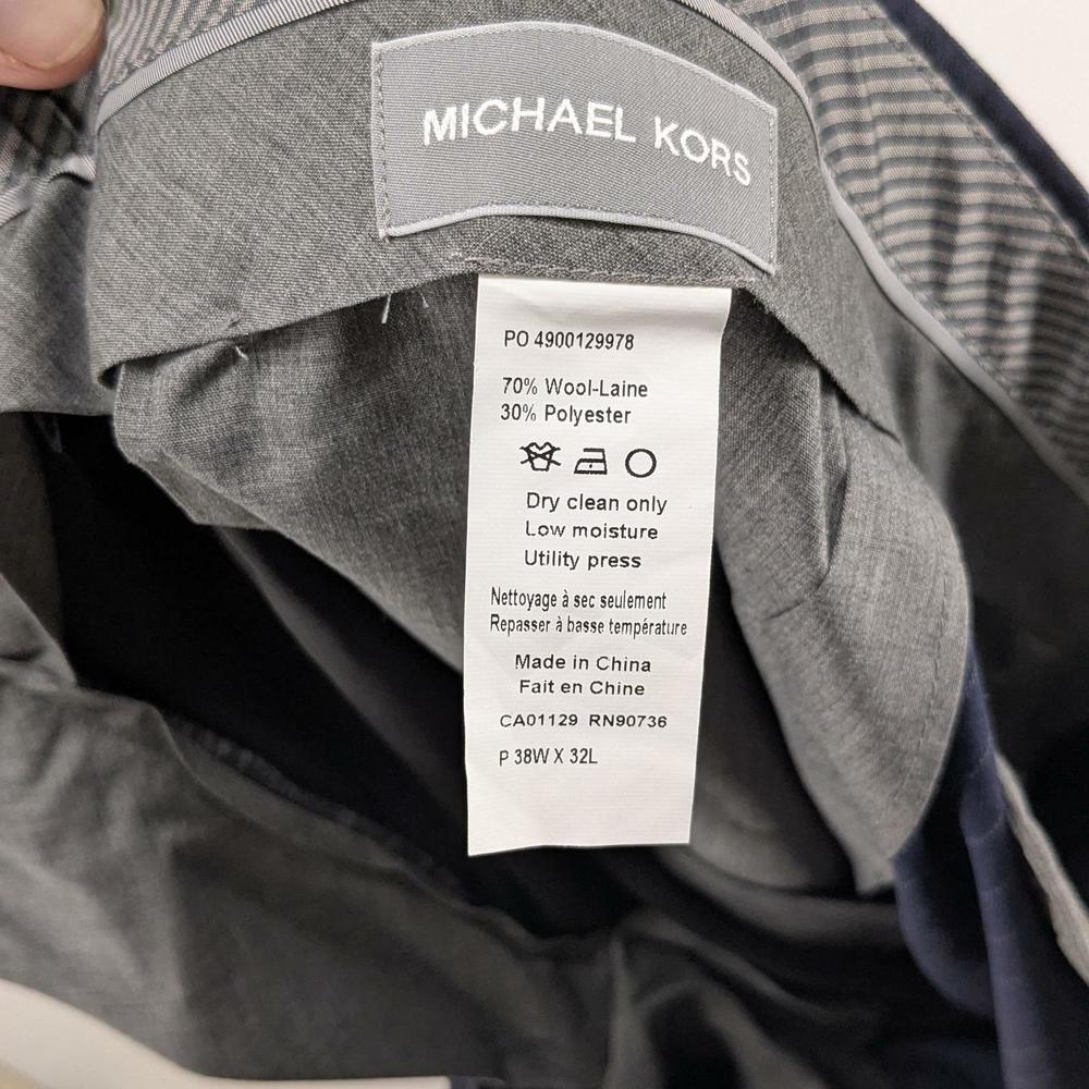 Michael Kors Men's Classic-Fit Wool-Blend Suit Dress Pants Navy Pinstripe 38x32 - Picture 6 of 6